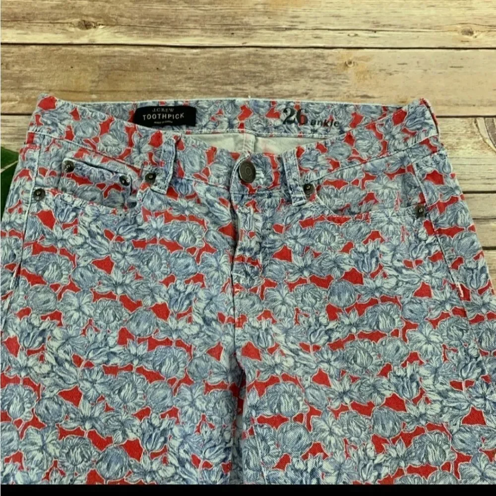 J CREW Toothpick Ankle Floral Pants